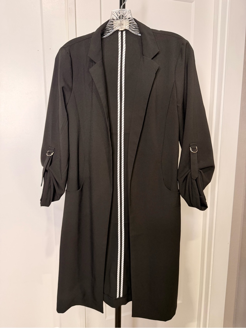 Have Black Open-Front Women's Long Blazer Coat